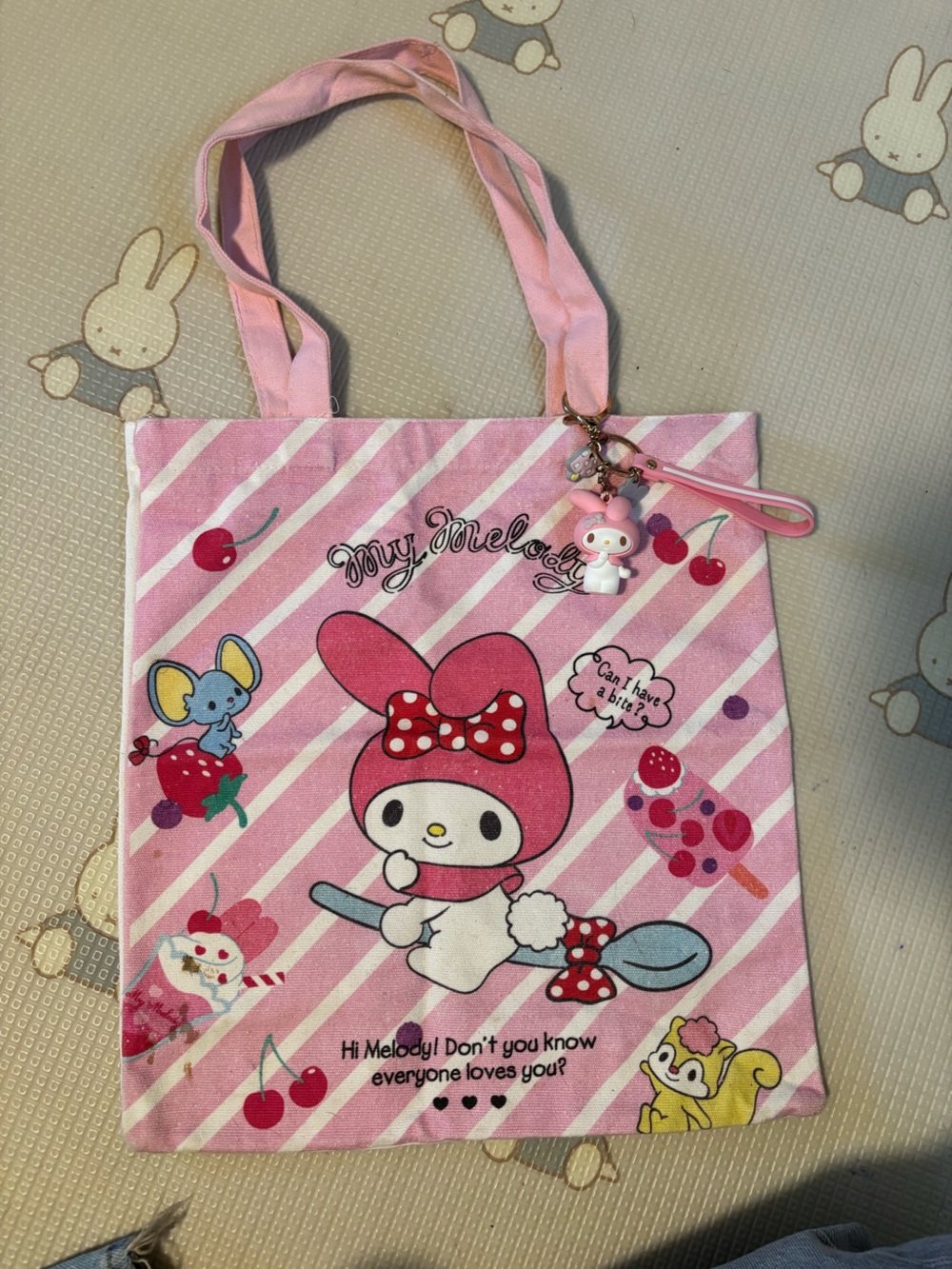 Sanrio My Melody Pink Tote Bag with Charm